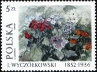 (1987-007) Марка Польша "Цветы Цинерарии"    Картины Леона Вычольковского II Θ